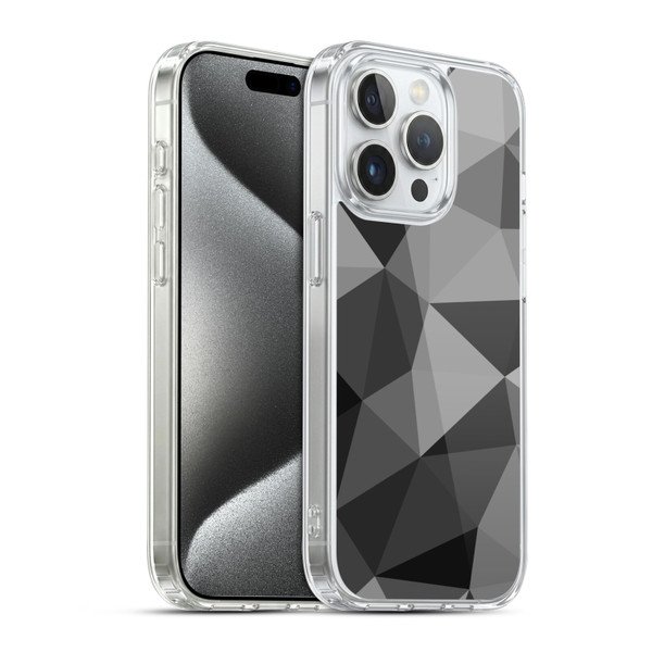 PLdesign Geometric Patterns Dark Gray Mesh Soft Gel Case for Apple iPhone 15 Pro & MagSafe