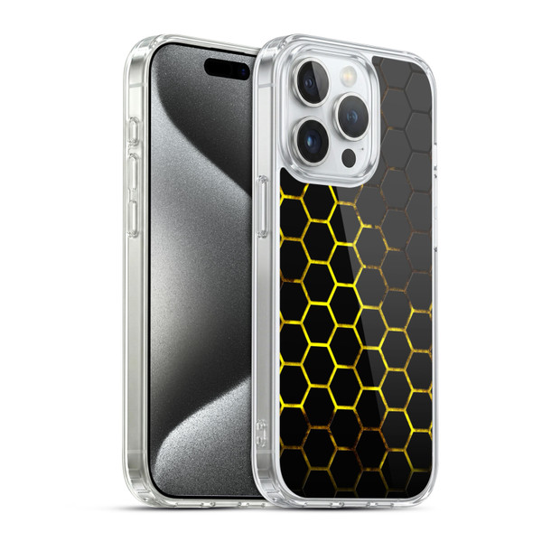 PLdesign Geometric Patterns Honeycomb Yellow Soft Gel Case for Apple iPhone 15 Pro & MagSafe
