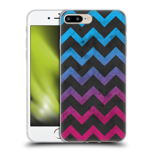 PLdesign Geometric Patterns Blue Pink Ombre Vintage Soft Gel Case for Apple iPhone 7 Plus / iPhone 8 Plus