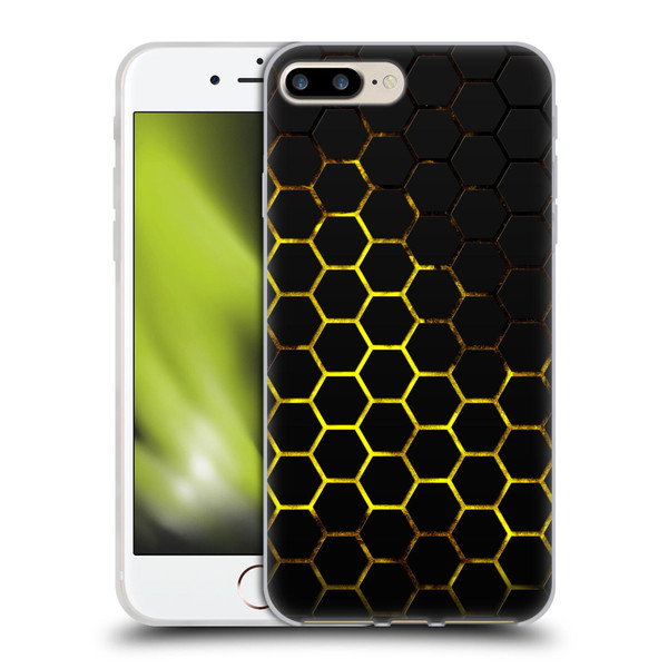 PLdesign Geometric Patterns Honeycomb Yellow Soft Gel Case for Apple iPhone 7 Plus / iPhone 8 Plus