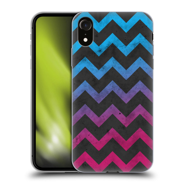 PLdesign Geometric Patterns Blue Pink Ombre Vintage Soft Gel Case for Apple iPhone XR