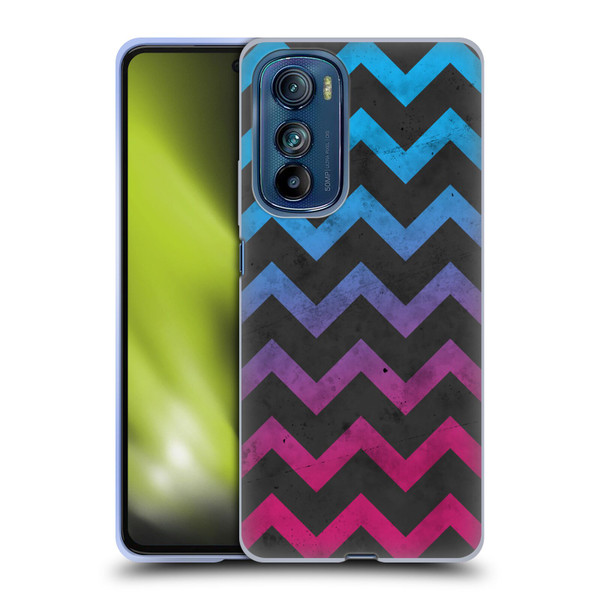 PLdesign Geometric Patterns Blue Pink Ombre Vintage Soft Gel Case for Motorola Edge 30
