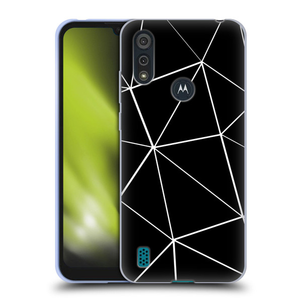 PLdesign Geometric Patterns Black Triangles White Lines Soft Gel Case for Motorola Moto E6s (2020)