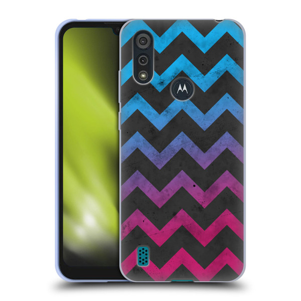 PLdesign Geometric Patterns Blue Pink Ombre Vintage Soft Gel Case for Motorola Moto E6s (2020)