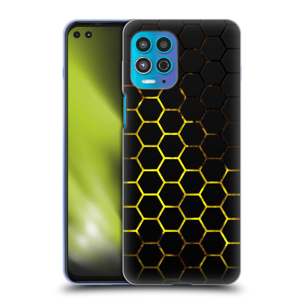 PLdesign Geometric Patterns Honeycomb Yellow Soft Gel Case for Motorola Moto G100