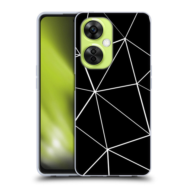 PLdesign Geometric Patterns Black Triangles White Lines Soft Gel Case for OnePlus Nord CE 3 Lite 5G