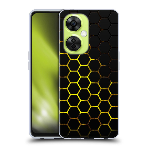 PLdesign Geometric Patterns Honeycomb Yellow Soft Gel Case for OnePlus Nord CE 3 Lite 5G