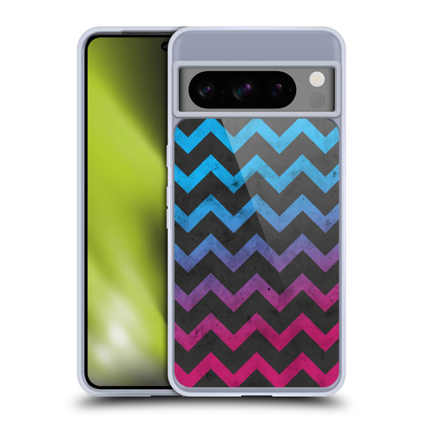 PLdesign Geometric Patterns Blue Pink Ombre Vintage Soft Gel Case for Google Pixel 8 Pro