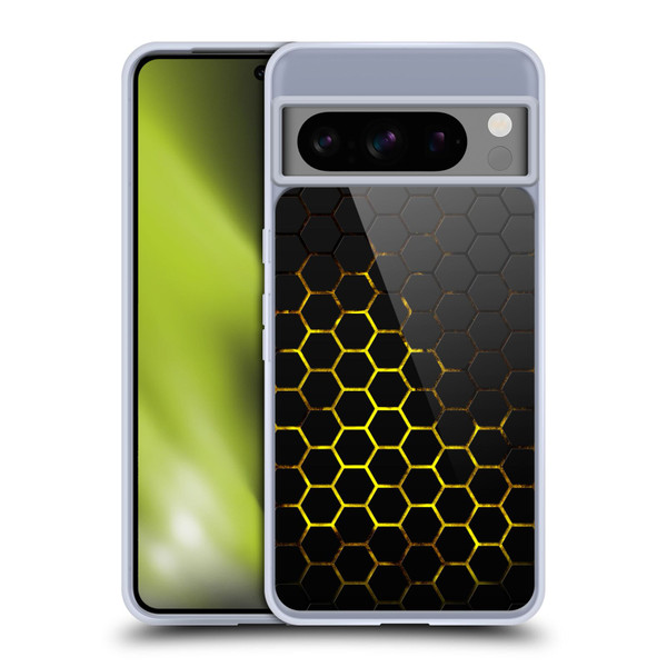 PLdesign Geometric Patterns Honeycomb Yellow Soft Gel Case for Google Pixel 8 Pro