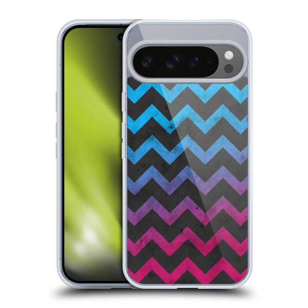 PLdesign Geometric Patterns Blue Pink Ombre Vintage Soft Gel Case for Google Pixel 9 Pro XL