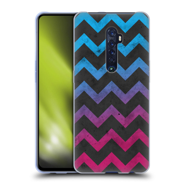 PLdesign Geometric Patterns Blue Pink Ombre Vintage Soft Gel Case for OPPO Reno 2