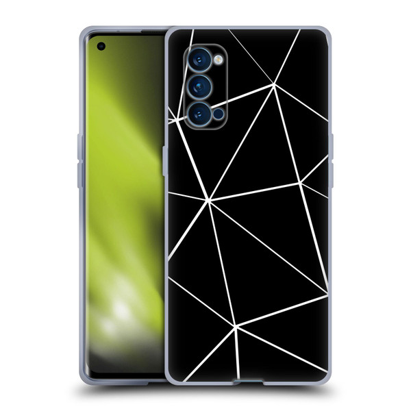PLdesign Geometric Patterns Black Triangles White Lines Soft Gel Case for OPPO Reno 4 Pro 5G