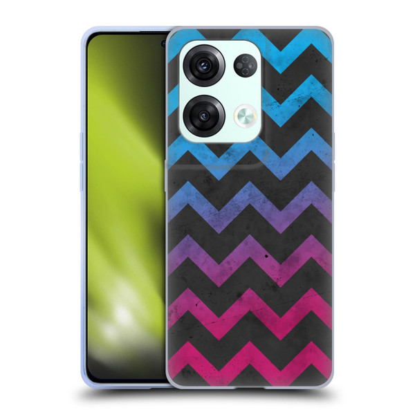 PLdesign Geometric Patterns Blue Pink Ombre Vintage Soft Gel Case for OPPO Reno8 Pro