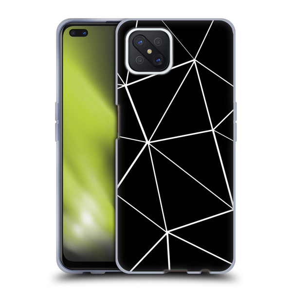 PLdesign Geometric Patterns Black Triangles White Lines Soft Gel Case for OPPO Reno4 Z 5G
