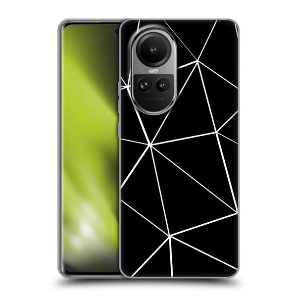 PLdesign Geometric Patterns Black Triangles White Lines Soft Gel Case for OPPO Reno10 5G / Reno10 Pro 5G
