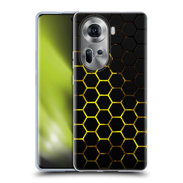 PLdesign Geometric Patterns Honeycomb Yellow Soft Gel Case for OPPO Reno11