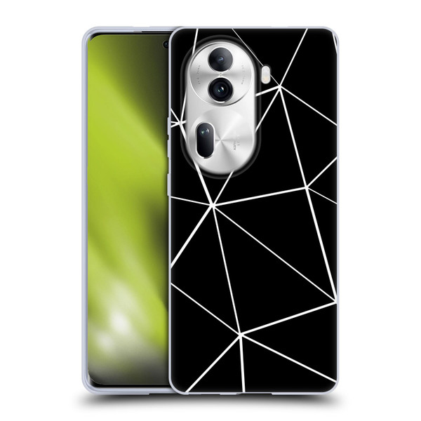 PLdesign Geometric Patterns Black Triangles White Lines Soft Gel Case for OPPO Reno11 Pro