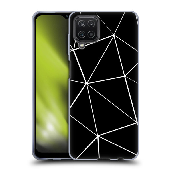 PLdesign Geometric Patterns Black Triangles White Lines Soft Gel Case for Samsung Galaxy A12 (2020)