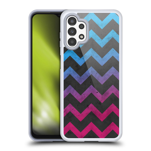 PLdesign Geometric Patterns Blue Pink Ombre Vintage Soft Gel Case for Samsung Galaxy A13 (2022)