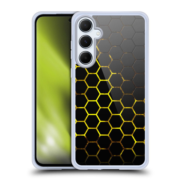 PLdesign Geometric Patterns Honeycomb Yellow Soft Gel Case for Samsung Galaxy A55 5G