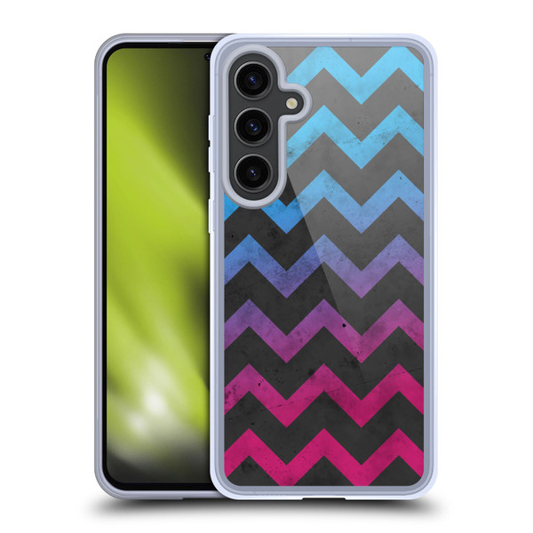 PLdesign Geometric Patterns Blue Pink Ombre Vintage Soft Gel Case for Samsung Galaxy S24+ 5G