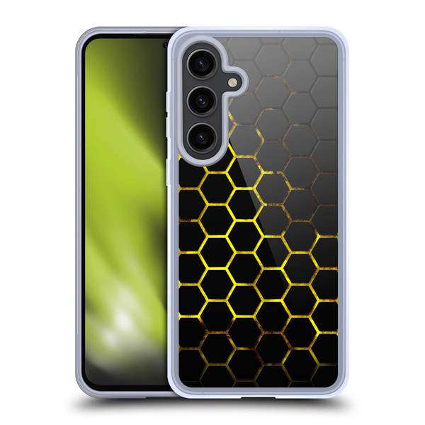 PLdesign Geometric Patterns Honeycomb Yellow Soft Gel Case for Samsung Galaxy S24+ 5G
