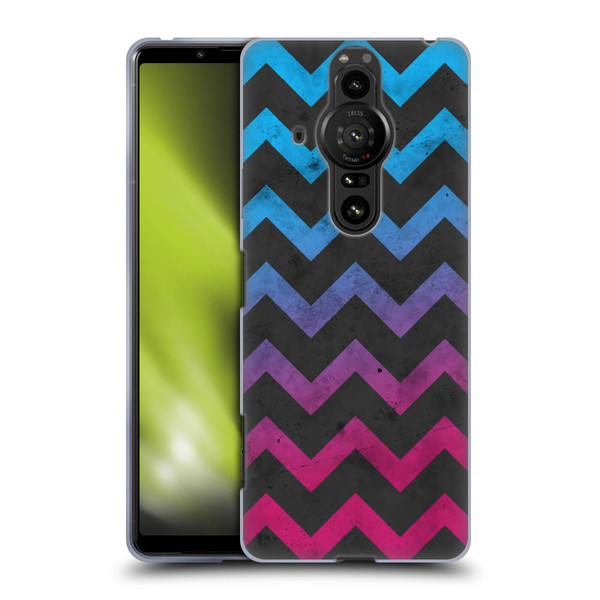 PLdesign Geometric Patterns Blue Pink Ombre Vintage Soft Gel Case for Sony Xperia Pro-I