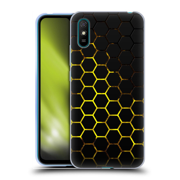 PLdesign Geometric Patterns Honeycomb Yellow Soft Gel Case for Xiaomi Redmi 9A / Redmi 9AT