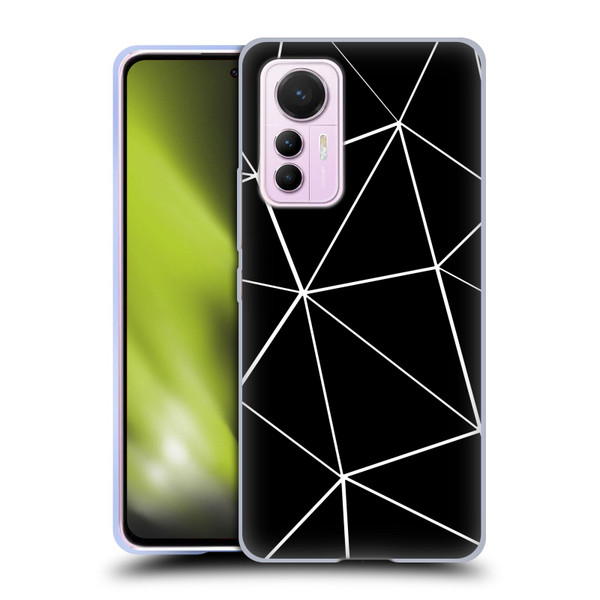 PLdesign Geometric Patterns Black Triangles White Lines Soft Gel Case for Xiaomi 12 Lite