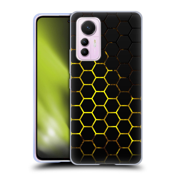 PLdesign Geometric Patterns Honeycomb Yellow Soft Gel Case for Xiaomi 12 Lite