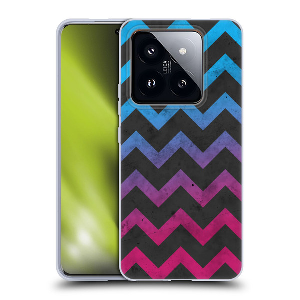 PLdesign Geometric Patterns Blue Pink Ombre Vintage Soft Gel Case for Xiaomi 14 Pro