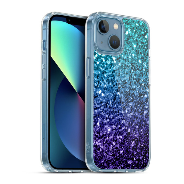 PLdesign Glitter Sparkles Aqua Blue Soft Gel Case for Apple iPhone 13 Mini & MagSafe