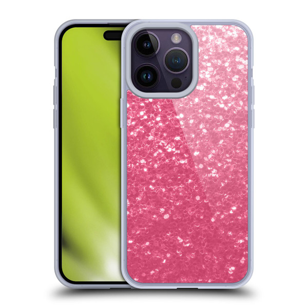 PLdesign Sparkle Prints Rose Pink Soft Gel Case for Apple iPhone 14 Pro Max