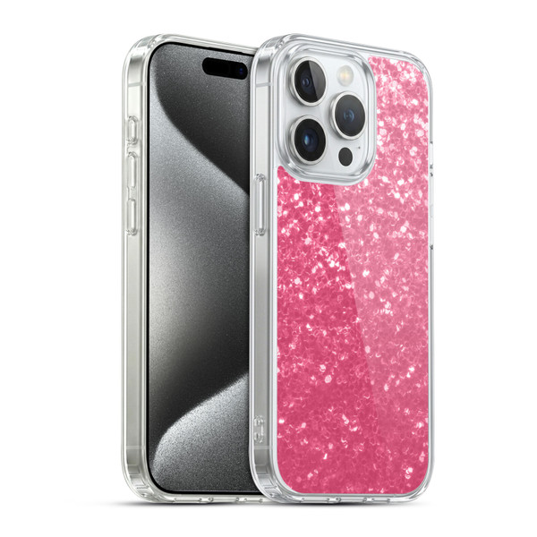 PLdesign Sparkle Prints Rose Pink Soft Gel Case for Apple iPhone 15 Pro & MagSafe