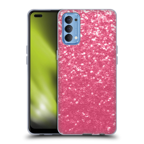 PLdesign Sparkle Prints Rose Pink Soft Gel Case for OPPO Reno 4 5G