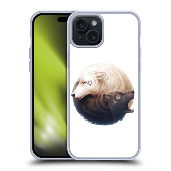 Jonas "JoJoesArt" Jödicke Creatures Yin Yang Wolves Soft Gel Case for Apple iPhone 15 Plus