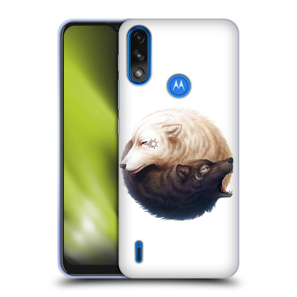 Jonas "JoJoesArt" Jödicke Creatures Yin Yang Wolves Soft Gel Case for Motorola Moto E7 Power / Moto E7i Power
