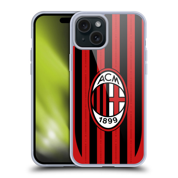 AC Milan 2024/25 Crest Kit Home Soft Gel Case for Apple iPhone 15 Plus