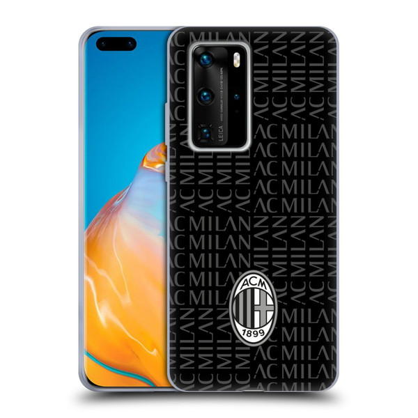 AC Milan Crest Patterns Black And Grey Soft Gel Case for Huawei P40 Pro / P40 Pro Plus 5G