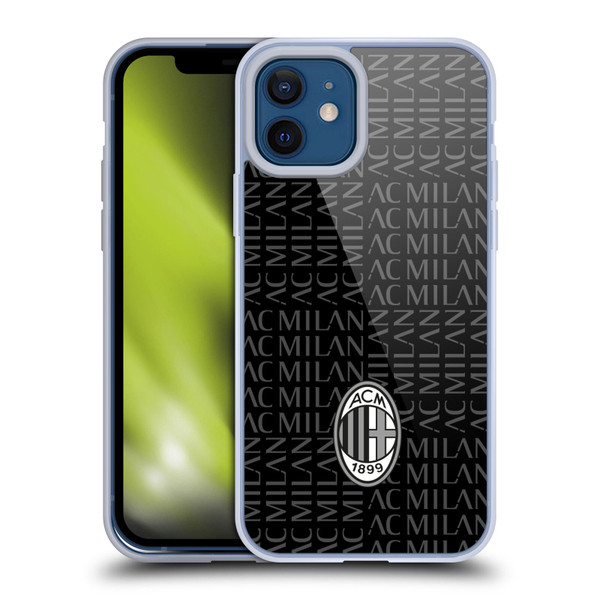 AC Milan Crest Patterns Black And Grey Soft Gel Case for Apple iPhone 12 / iPhone 12 Pro & MagSafe