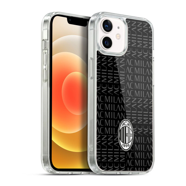 AC Milan Crest Patterns Black And Grey Soft Gel Case for Apple iPhone 12 / iPhone 12 Pro & MagSafe