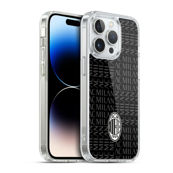 AC Milan Crest Patterns Black And Grey Soft Gel Case for Apple iPhone 13 Pro & MagSafe