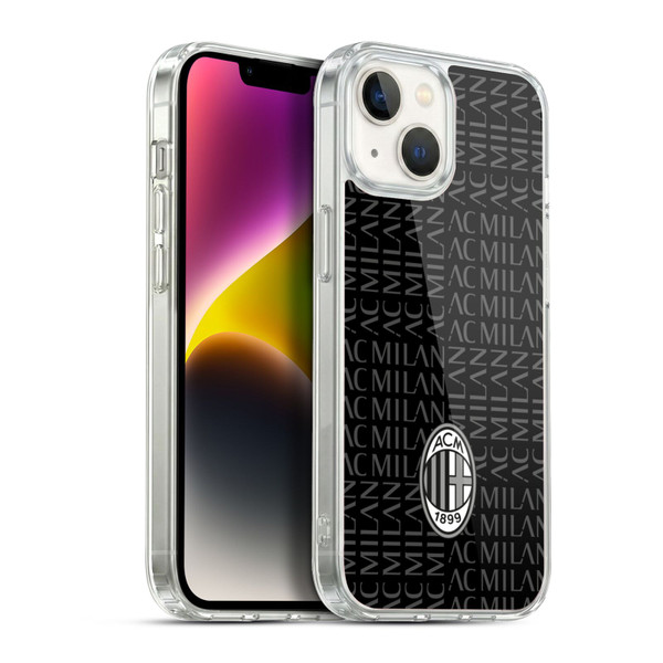 AC Milan Crest Patterns Black And Grey Soft Gel Case for Apple iPhone 14