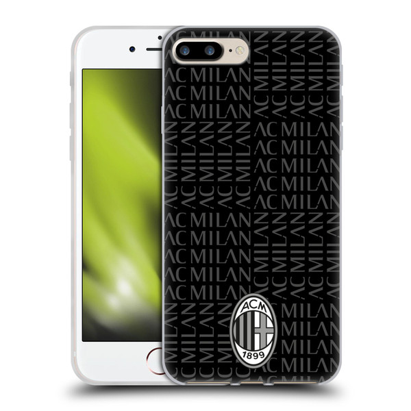 AC Milan Crest Patterns Black And Grey Soft Gel Case for Apple iPhone 7 Plus / iPhone 8 Plus & MagSafe