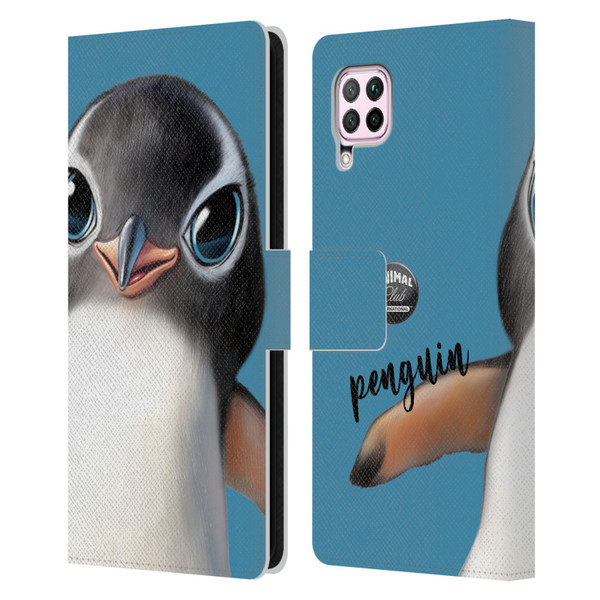 Animal Club International Faces Penguin Leather Book Wallet Case Cover For Huawei Nova 6 SE / P40 Lite