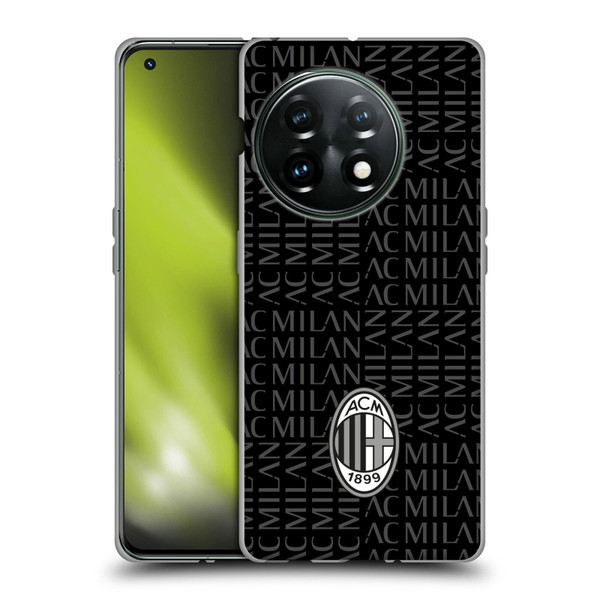 AC Milan Crest Patterns Black And Grey Soft Gel Case for OnePlus 11 5G