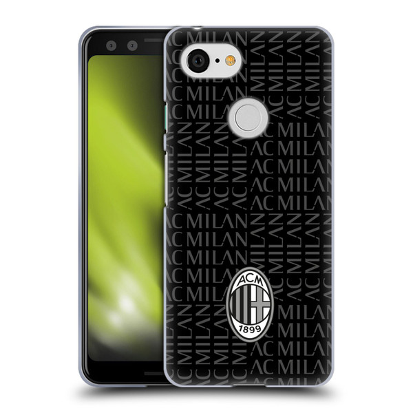 AC Milan Crest Patterns Black And Grey Soft Gel Case for Google Pixel 3