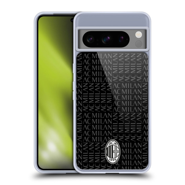 AC Milan Crest Patterns Black And Grey Soft Gel Case for Google Pixel 8 Pro