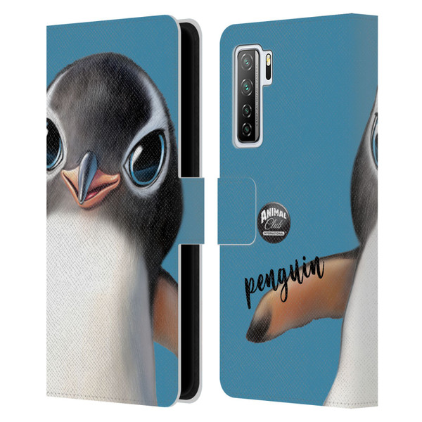 Animal Club International Faces Penguin Leather Book Wallet Case Cover For Huawei Nova 7 SE/P40 Lite 5G