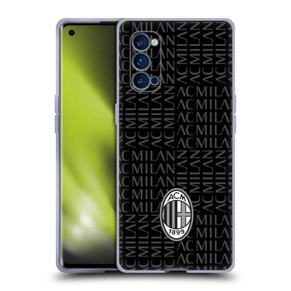 AC Milan Crest Patterns Black And Grey Soft Gel Case for OPPO Reno 4 Pro 5G